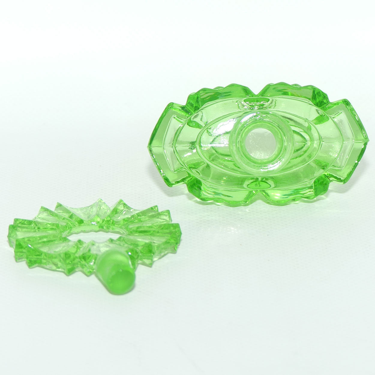 Art Deco Green Glass perfume bottle | Czech