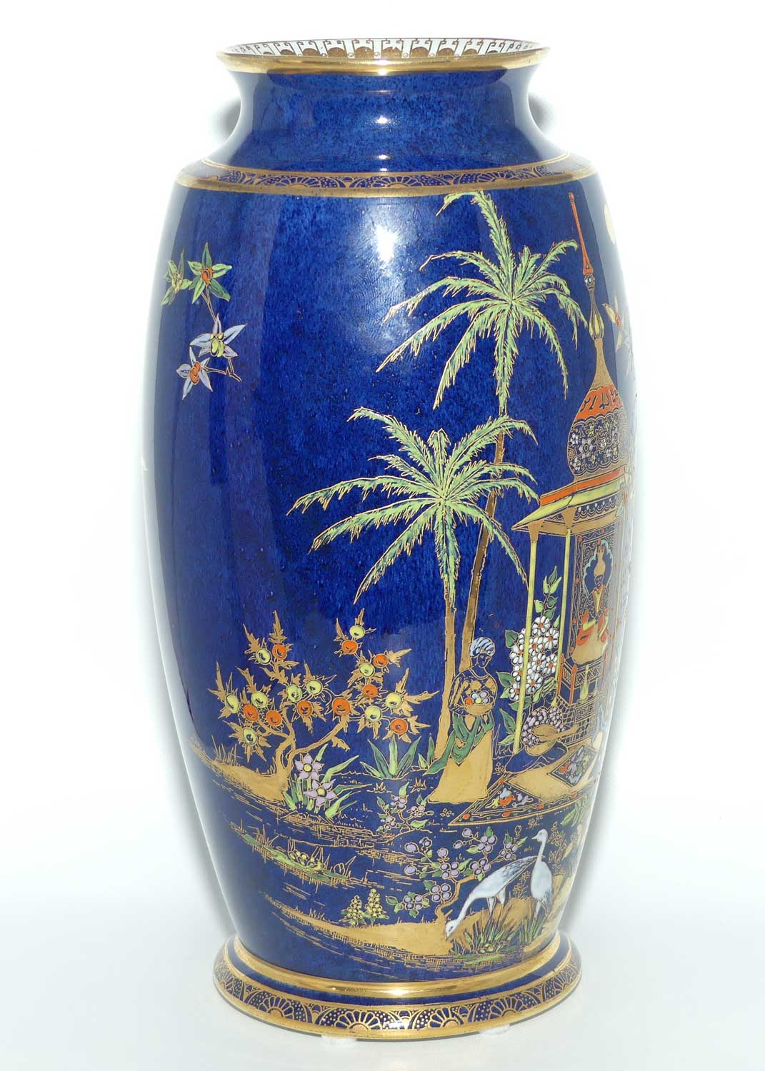 W & R Carlton Ware Persian pattern on Dark Blue vase | 26cm