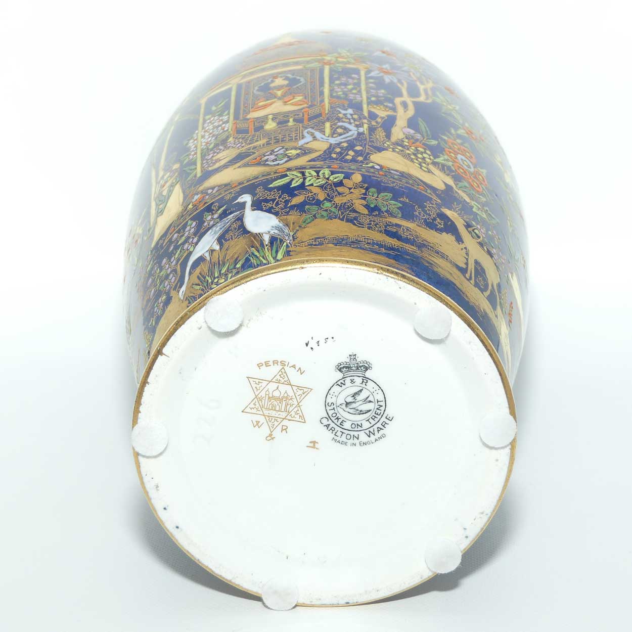 W & R Carlton Ware Persian pattern on Dark Blue vase | 26cm