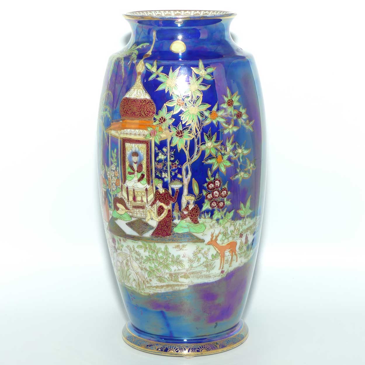 W & R Carlton Ware Persian pattern on Lustre Blue vase | #2 | 26cm