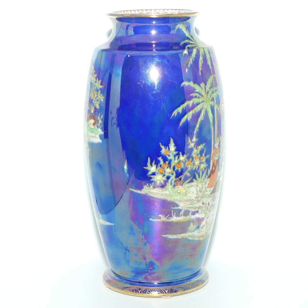 W & R Carlton Ware Persian pattern on Lustre Blue vase | #2 | 26cm