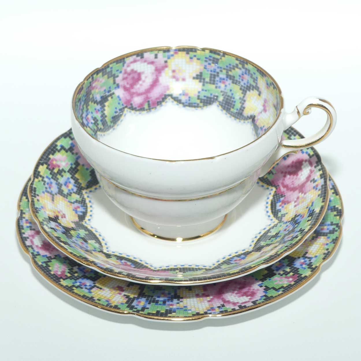 Paragon Bone China Gingham Rose trio