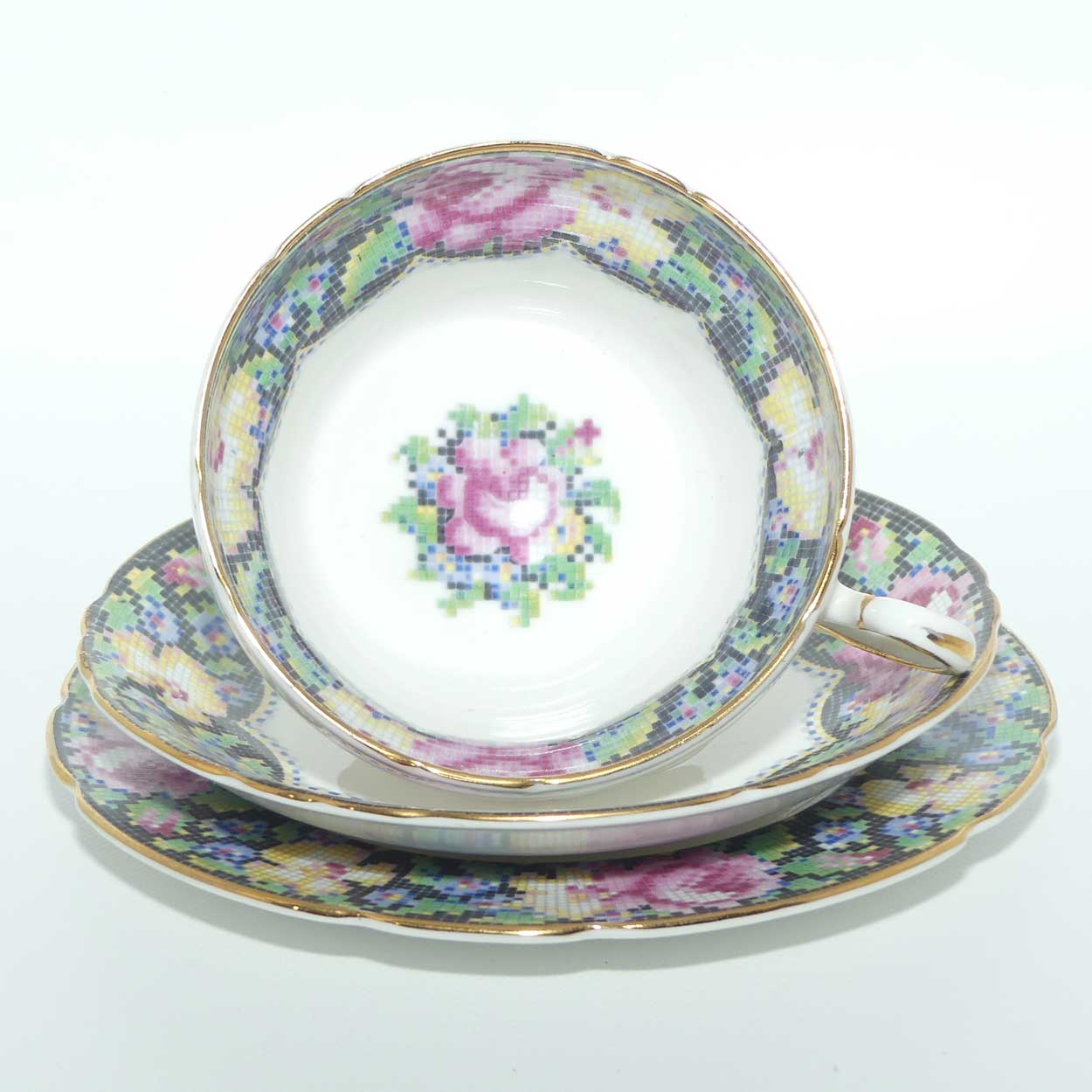 Paragon Bone China Gingham Rose trio