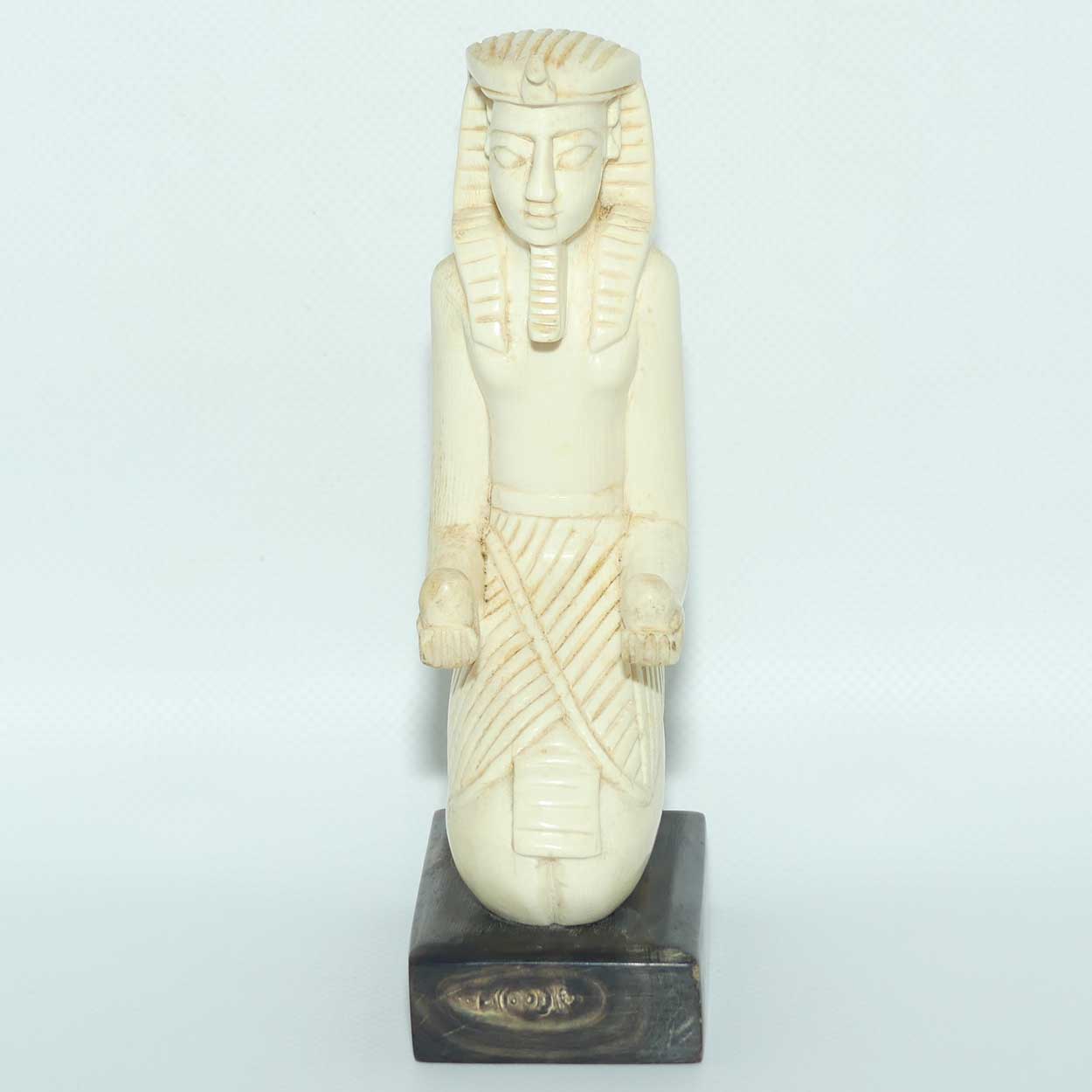 Carved Ivory figure of Egyptian Pharoah on Horn base | Ramses