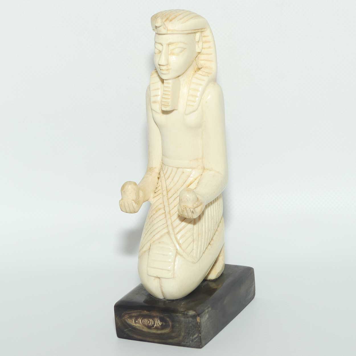 Carved Ivory figure of Egyptian Pharoah on Horn base | Ramses