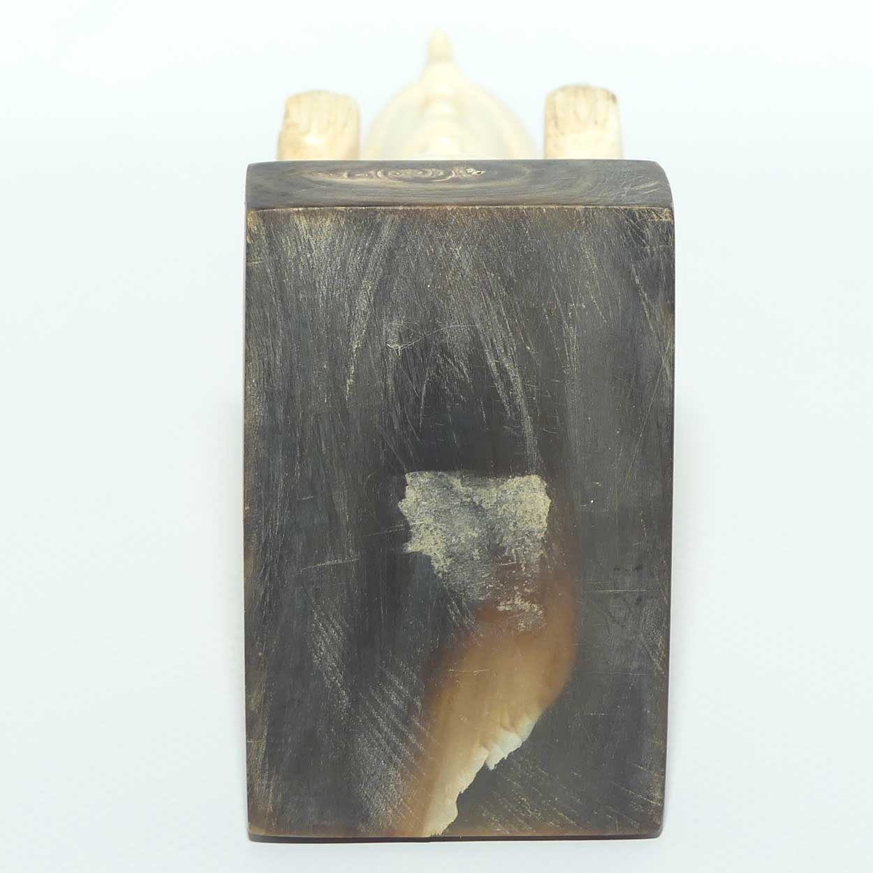 Carved Ivory figure of Egyptian Pharoah on Horn base | Ramses