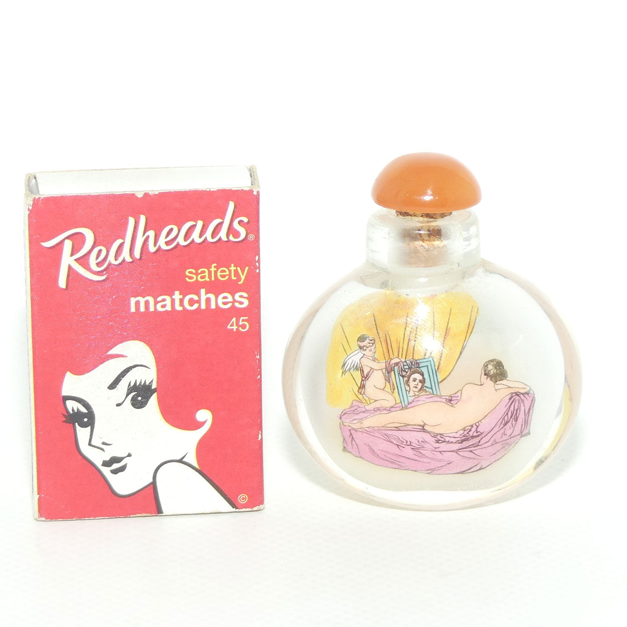 Reverse Painted inside Glass Snuff Bottle | Erotica Posing