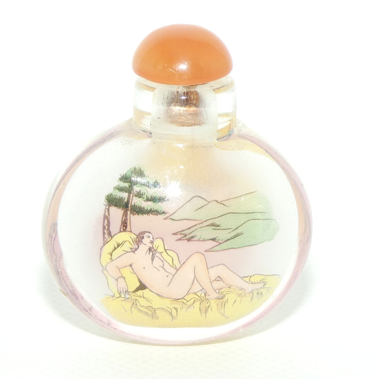 Reverse Painted inside Glass Snuff Bottle | Erotica Posing
