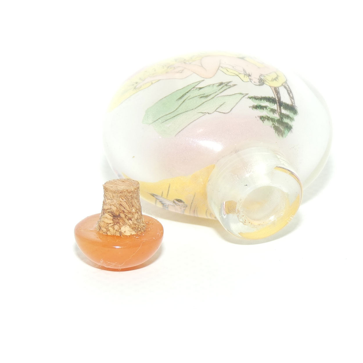 Reverse Painted inside Glass Snuff Bottle | Erotica Posing