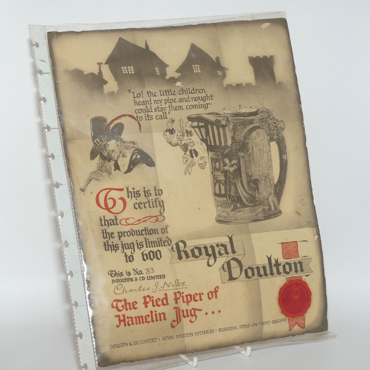 Royal Doulton The Pied Piper of Hamelin Loving Jug | LE 33/600