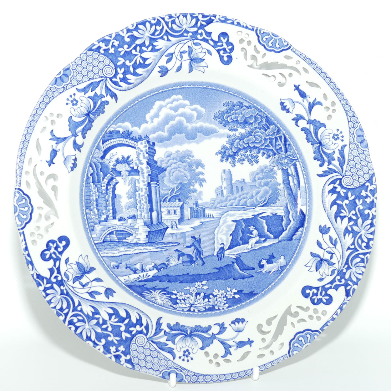 Spode Blue and White Italian design plate with pierced gallery | 23cm | boxed