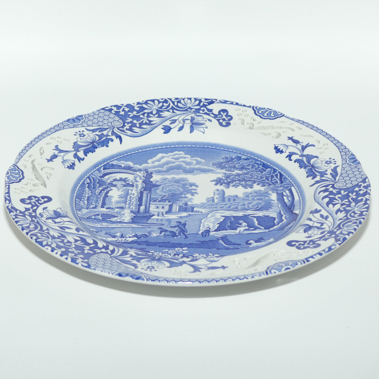 Spode Blue and White Italian design plate with pierced gallery | 23cm | boxed