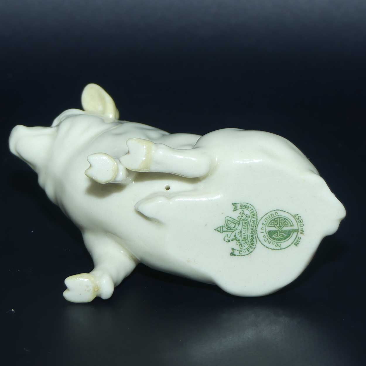 Belleek Pig with Ears Up | 1st Green Mark | #2