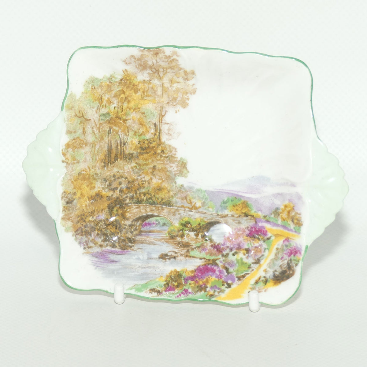 Shelley Heather pattern tab handle pin dish | minor blemish