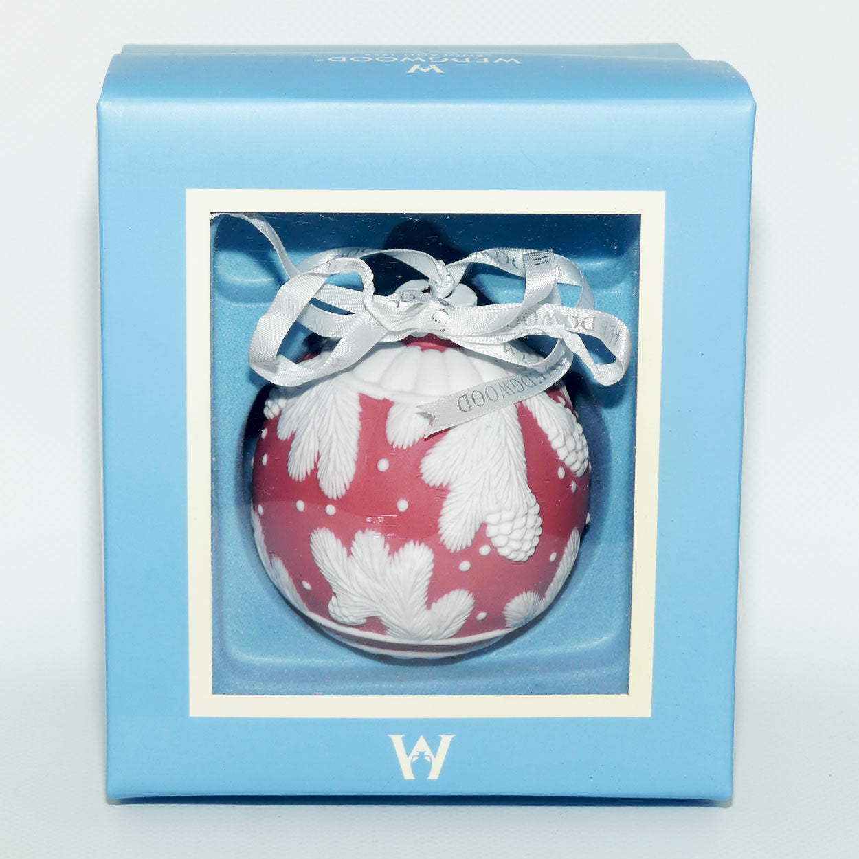 Wedgwood Jasperware Christmas ornament bauble | Red Pine Cone | boxed