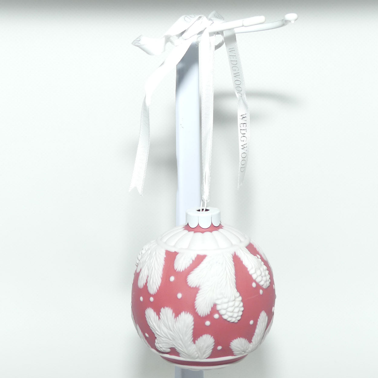 Wedgwood Jasperware Christmas ornament bauble | Red Pine Cone | boxed