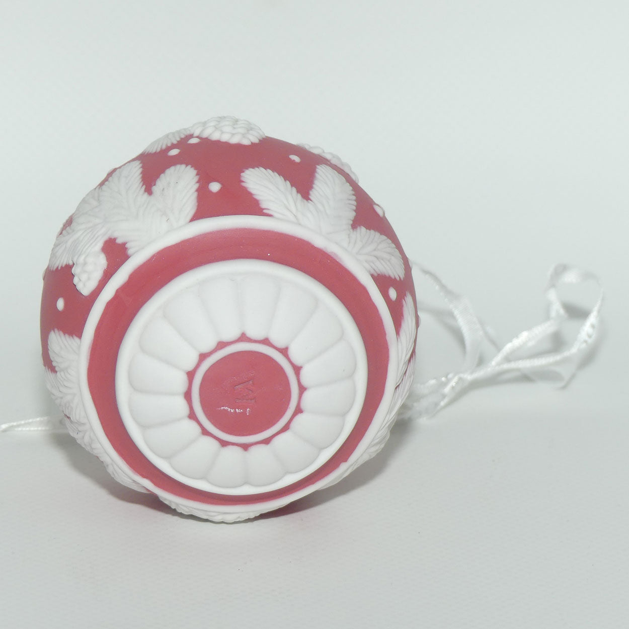 Wedgwood Jasperware Christmas ornament bauble | Red Pine Cone | boxed