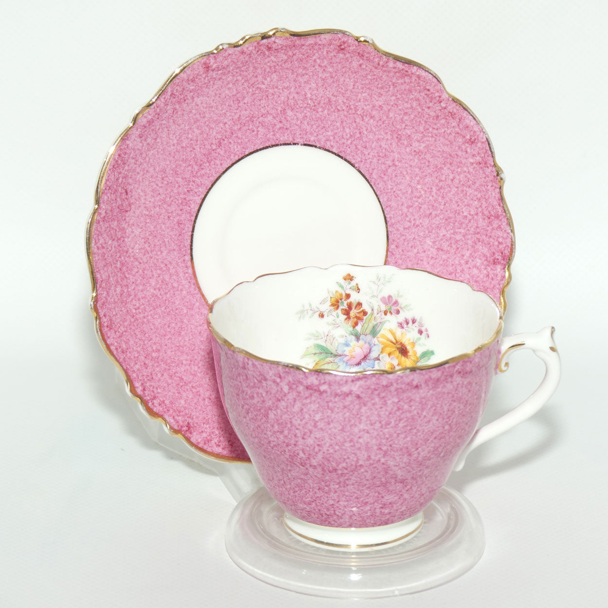 Coalport Bone China Pink ground Floral spray duo