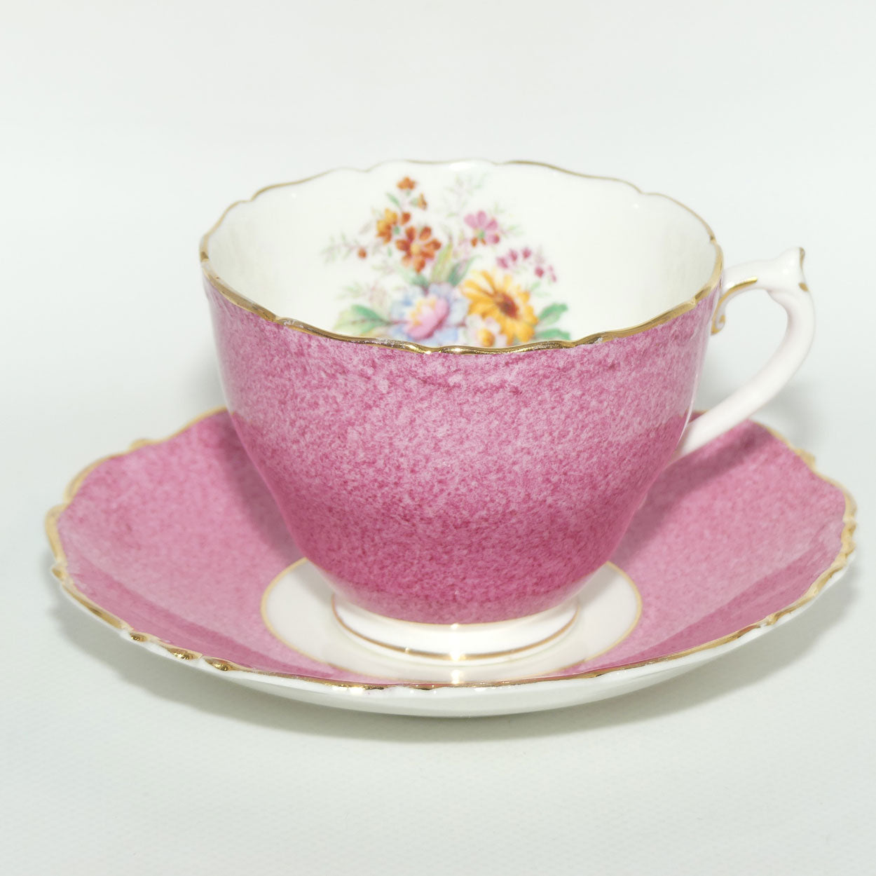 Coalport Bone China Pink ground Floral spray duo