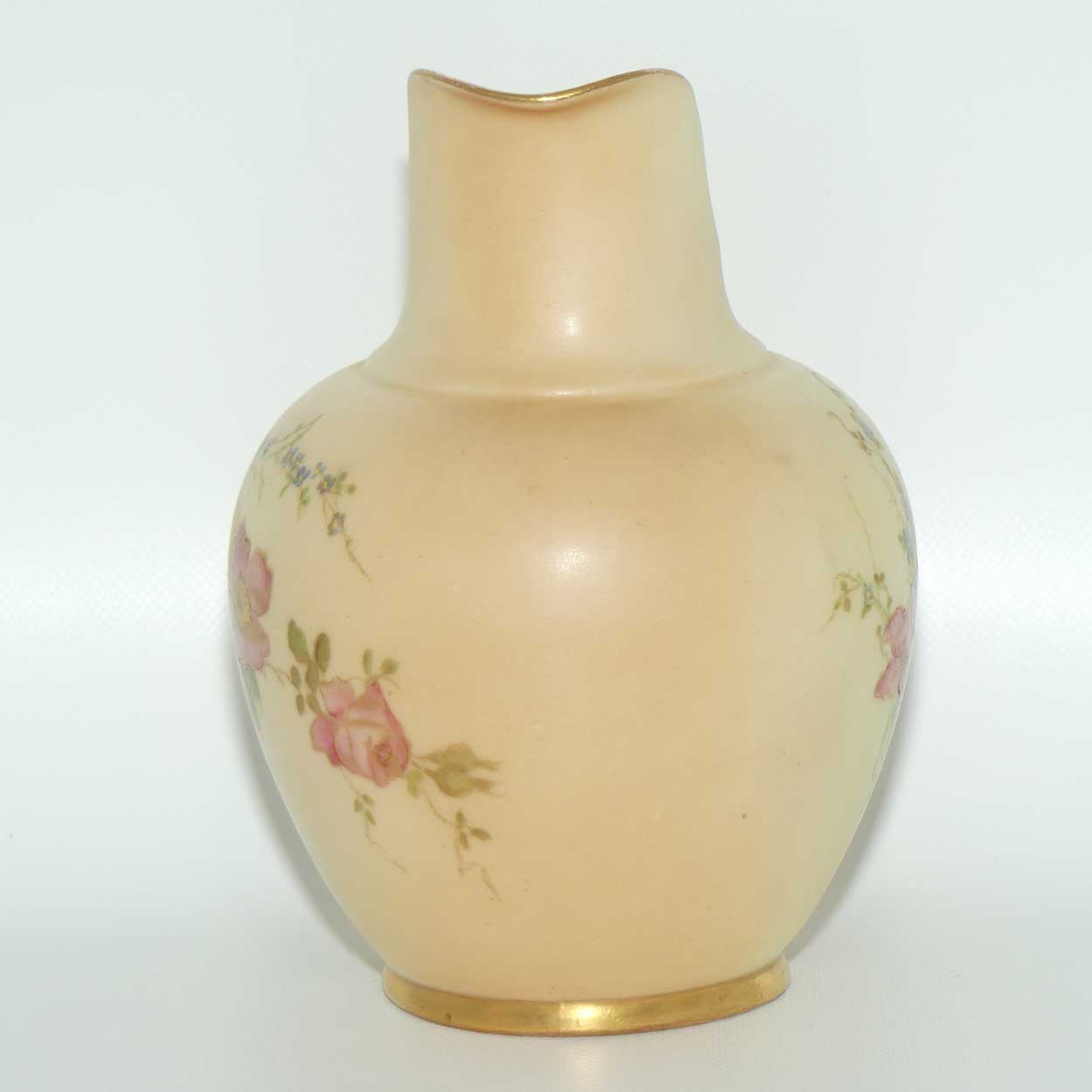 Royal Worcester Blush Ivory hand painted pink floral smaller flatback jug