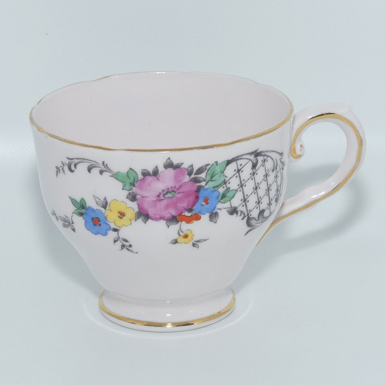 Tuscan Fine English Bone China Pink Floral and Lace trio