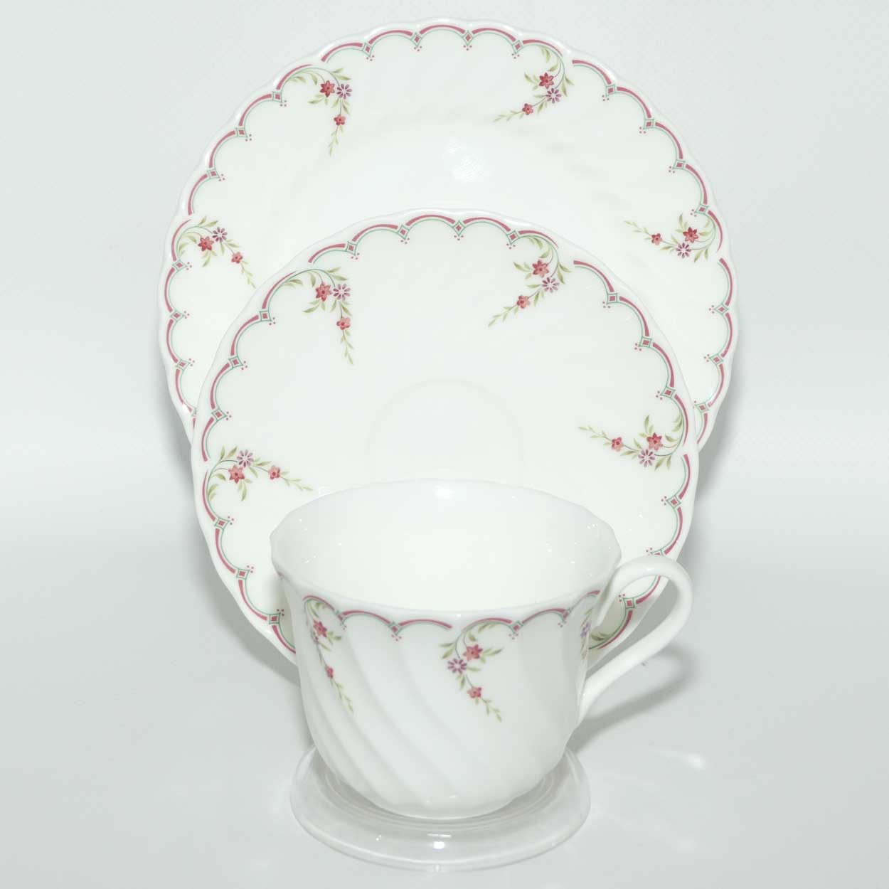 Wedgwood Bone China Pink Garland trio