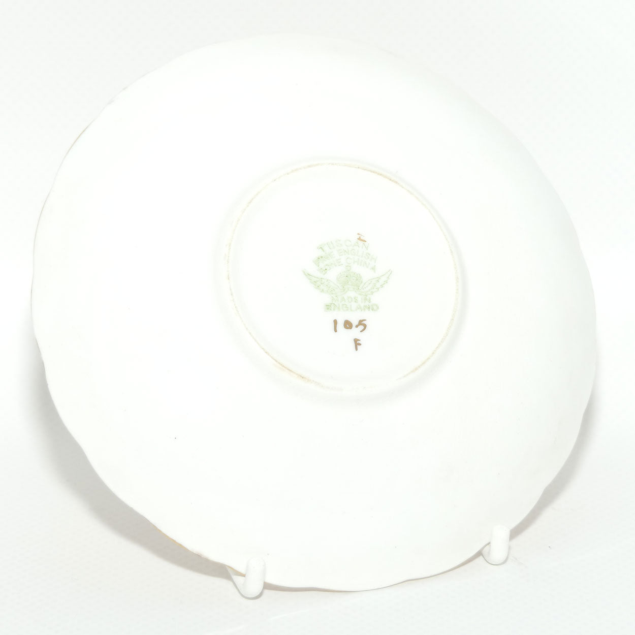 Tuscan Bone China demi tasse duo | Pink and White with gilt Bird pattern