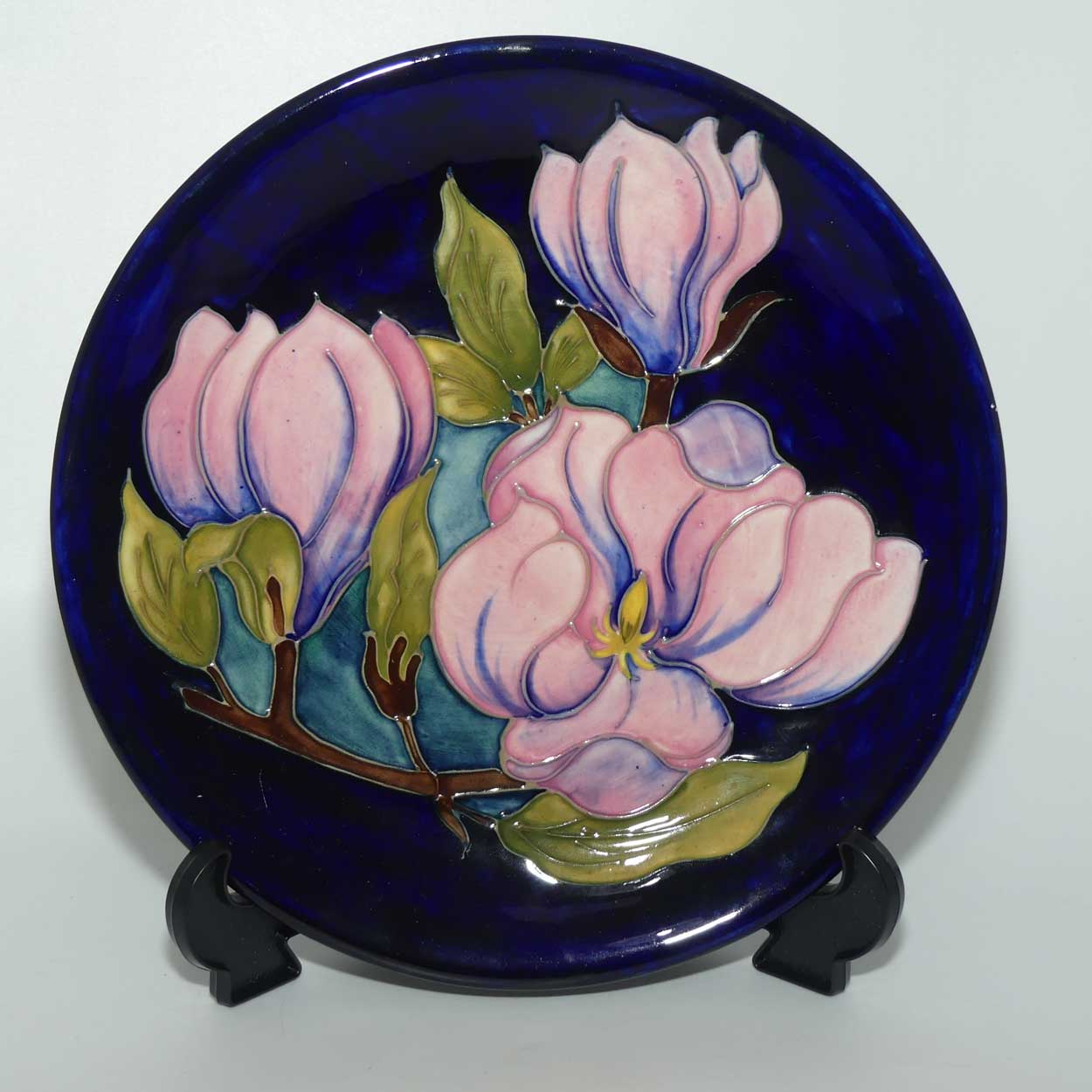 Walter Moorcroft Pink Magnolia on Blue 783/10 plate