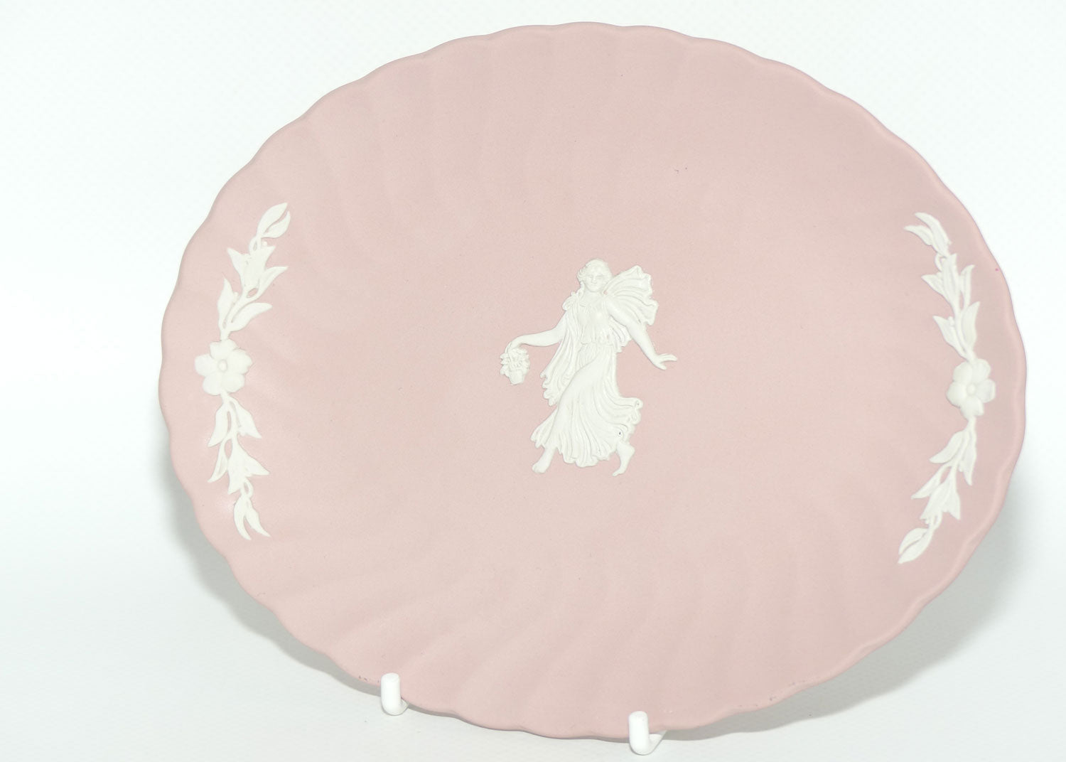 Wedgwood Jasper oval tray | White on Pink depicting Maiden carrying basket
