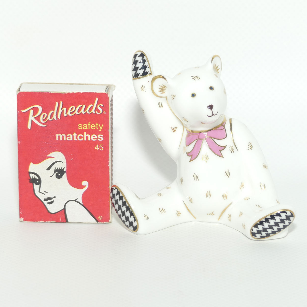 Royal Crown Derby paperweight | David Jones Pink Ribbon Bear | Ltd Ed | boxed