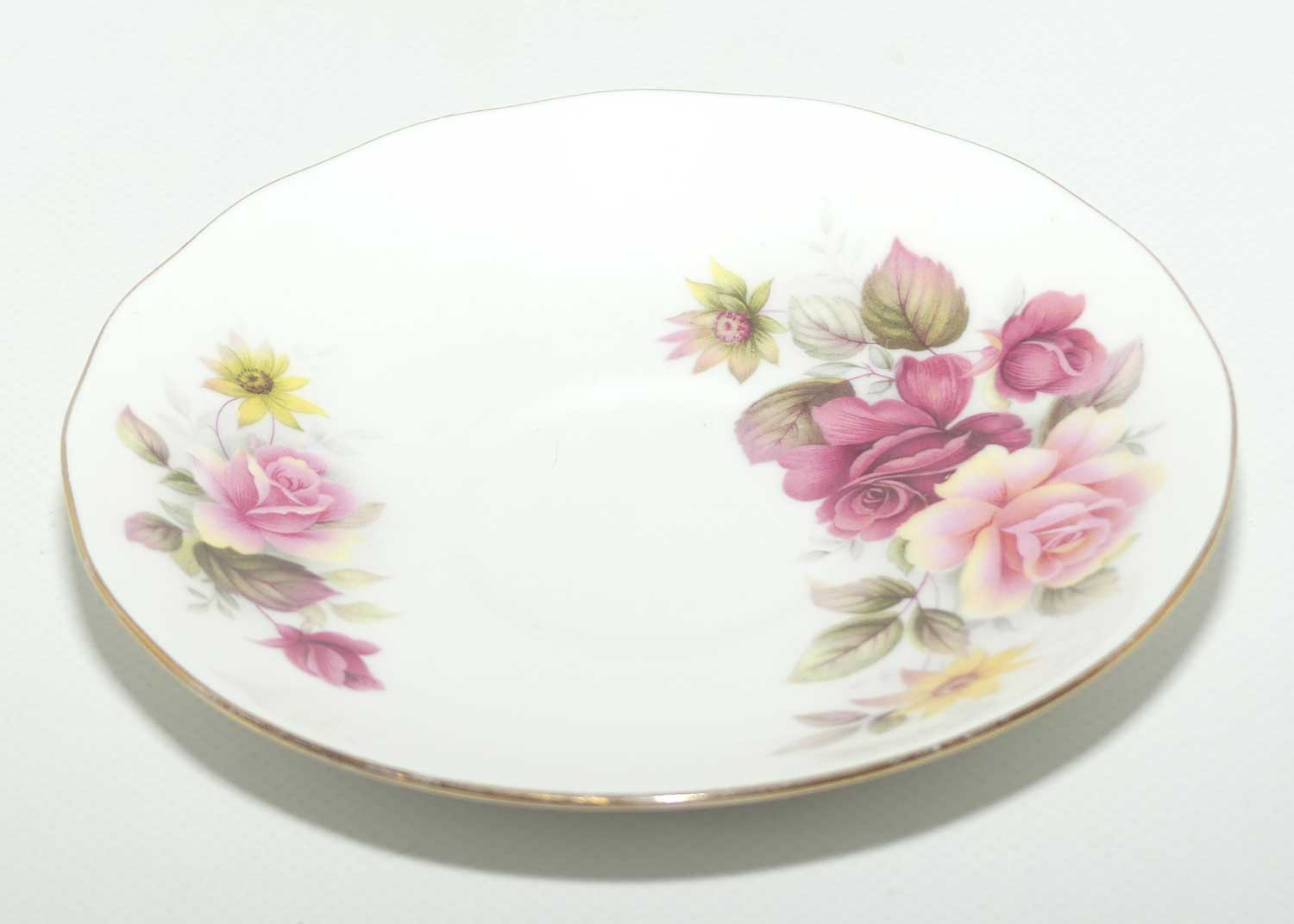 Queen Anne Bone China varied Roses pattern trio