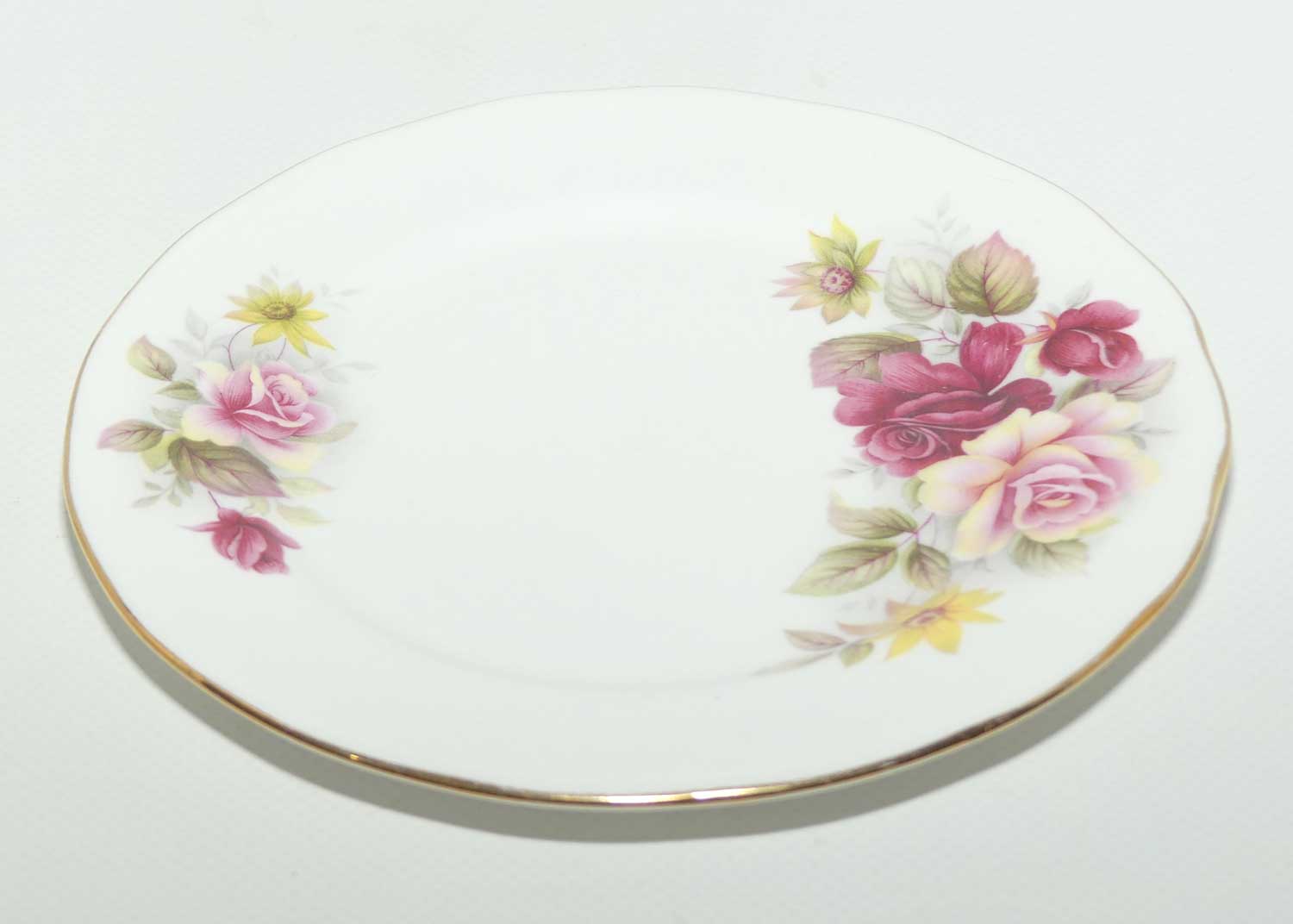 Queen Anne Bone China varied Roses pattern trio