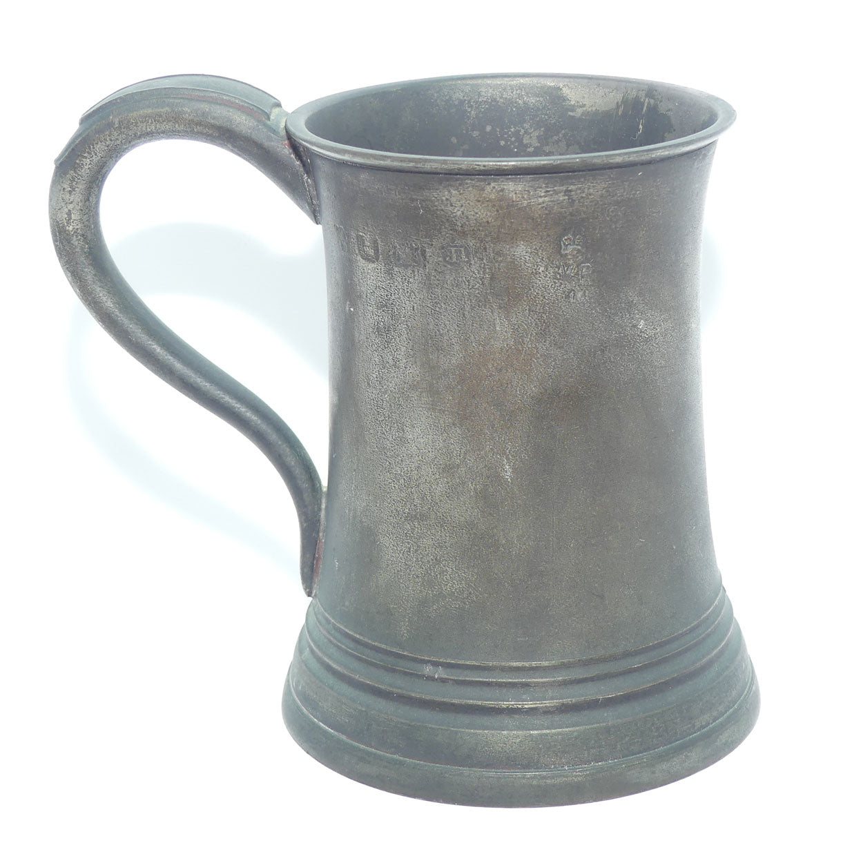 early 19th Century Pewter PINT tankard | marked with London and Crown
