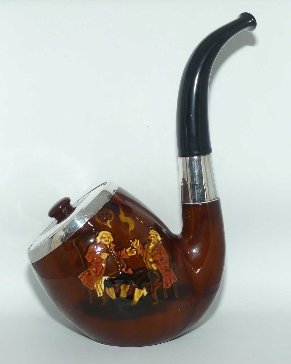 Royal Doulton Kingsware Pipe tobacco jar | Sterling Silver trim