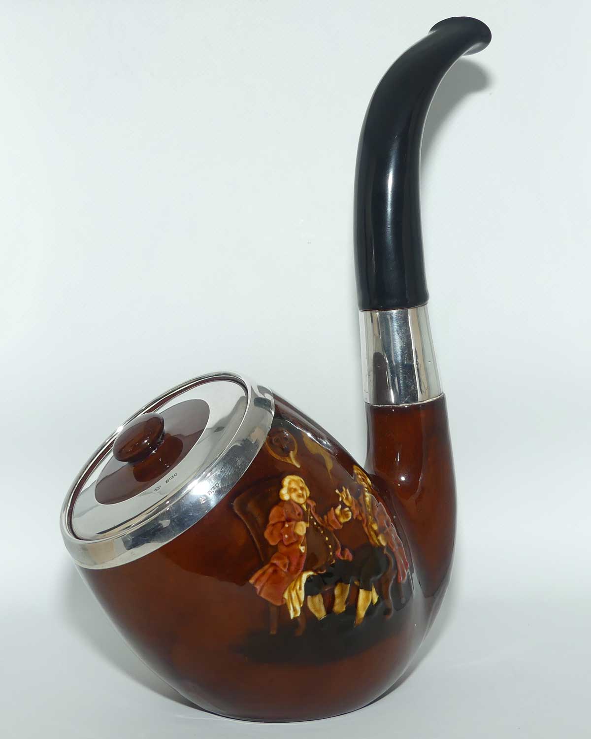 Royal Doulton Kingsware Pipe tobacco jar | Sterling Silver trim