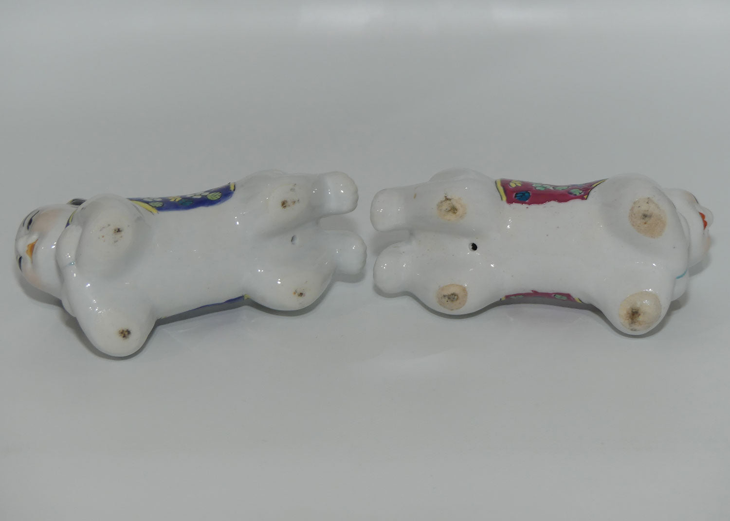 Pair Chinese Boy and Girl figural miniature Opium Pillow Pipe Rests | Chopstick Rests