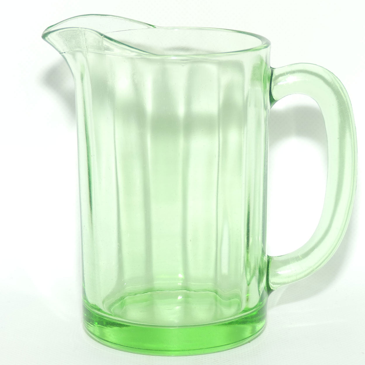 Green Depression Glass Plain water jug | 14.5cms | #2