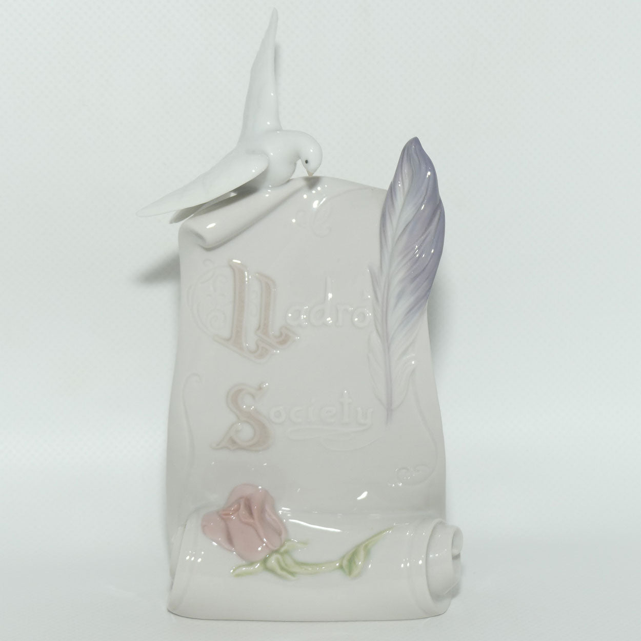 Lladro Society Dove and Pink Rose display plaque | #1