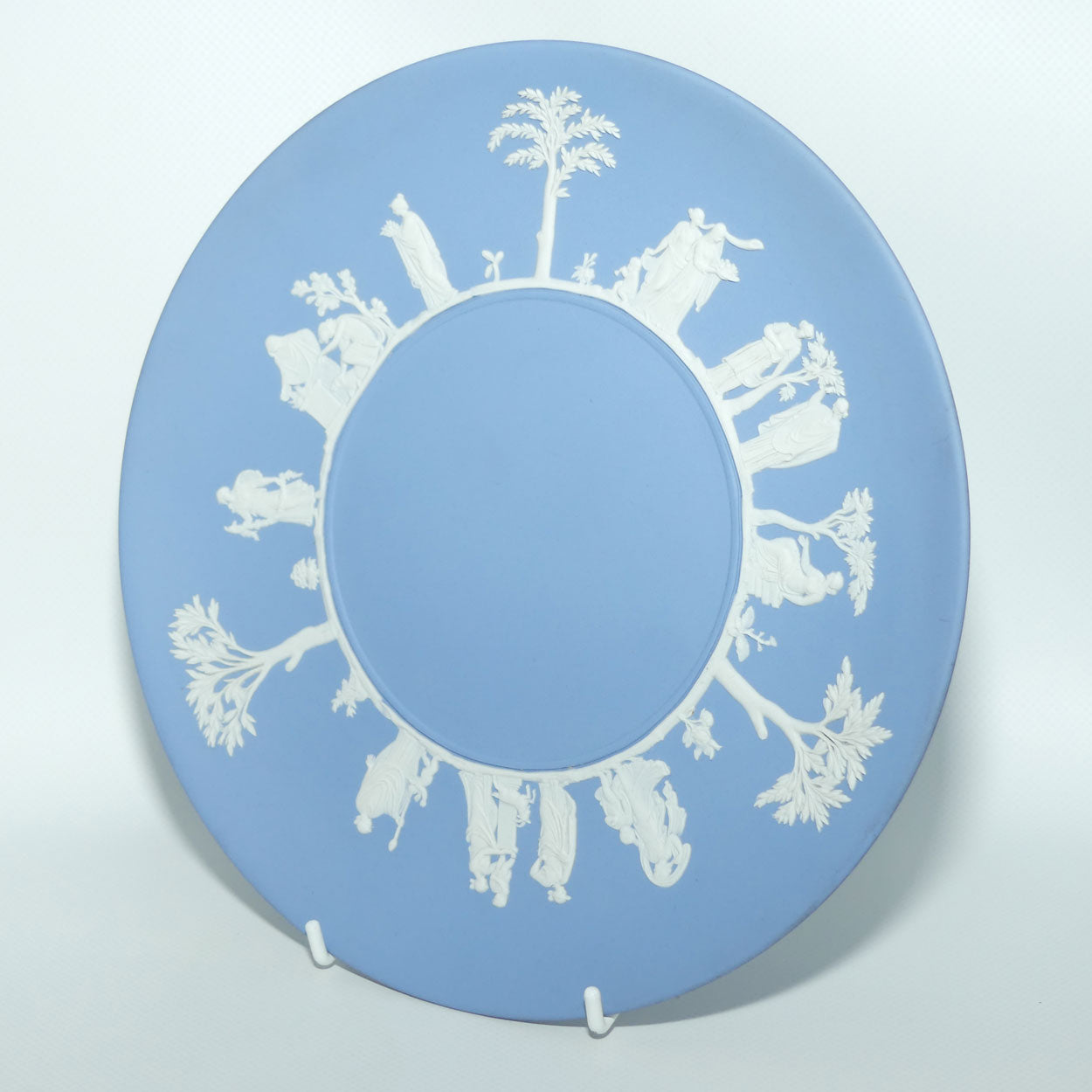 Wedgwood Jasper | White on Pale Blue | Maidens large plate | 23.5cm diam | #2