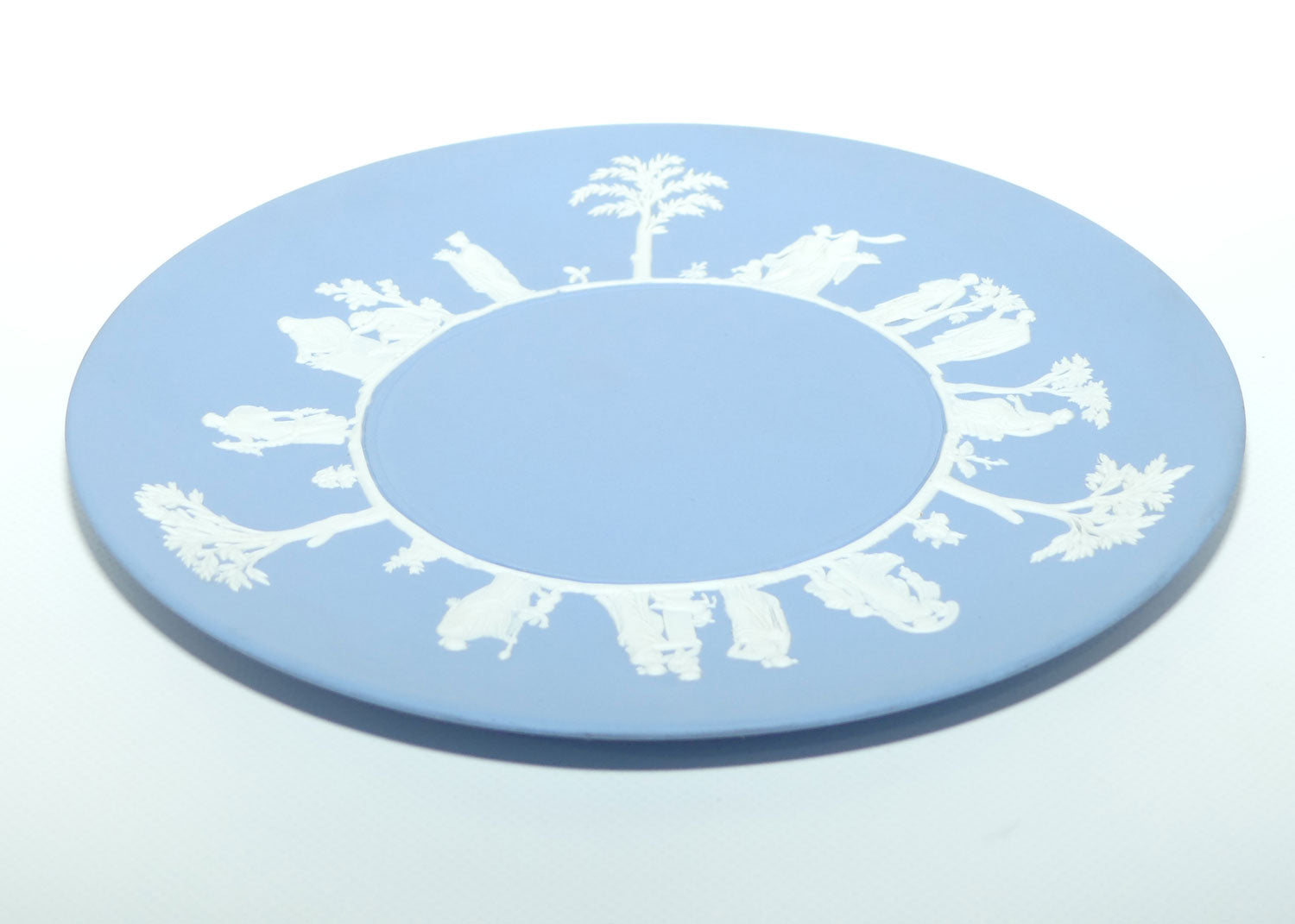Wedgwood Jasper | White on Pale Blue | Maidens large plate | 23.5cm diam | #2
