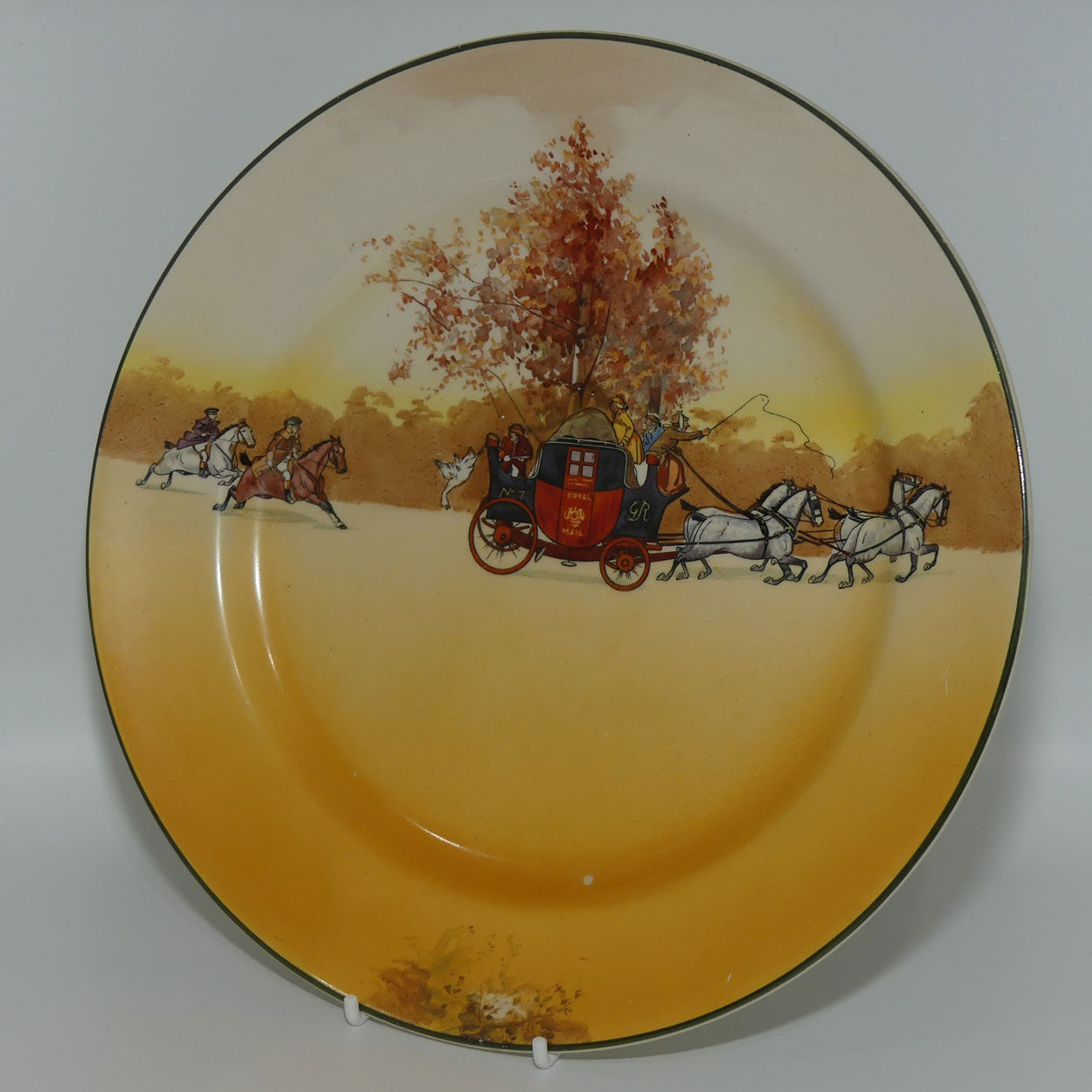 Royal Doulton Coaching Days large round plate #3 | D2716 | Scene 14: Coach pursued by highwaymen