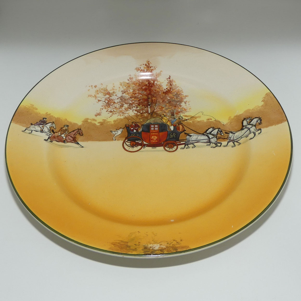 Royal Doulton Coaching Days large round plate #3 | D2716 | Scene 14: Coach pursued by highwaymen