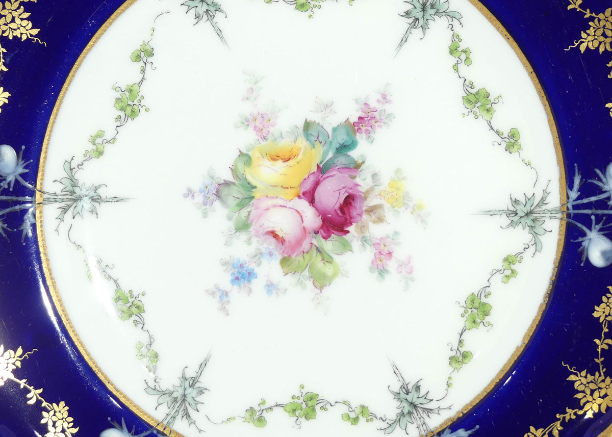 Royal Crown Derby Floral Decor and Rich Blue and Gilt plate | #2 | Pattern 6642 | c.1902