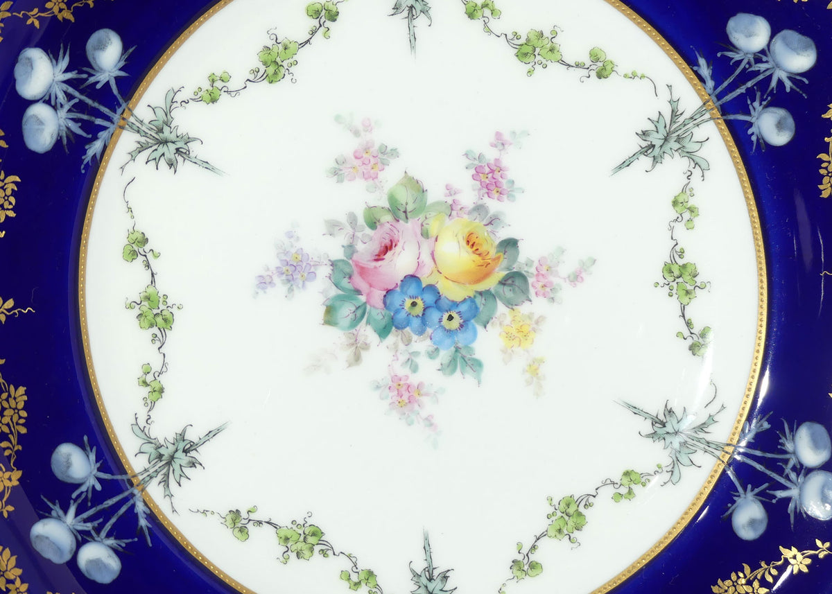 Royal Crown Derby Floral Decor and Rich Blue and Gilt plate | #3 | Pattern 6642 | c.1902