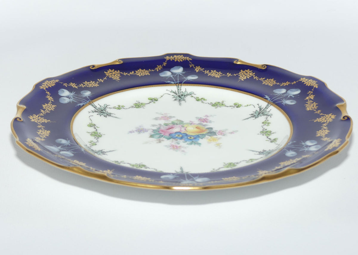 Royal Crown Derby Floral Decor and Rich Blue and Gilt plate | #3 | Pattern 6642 | c.1902