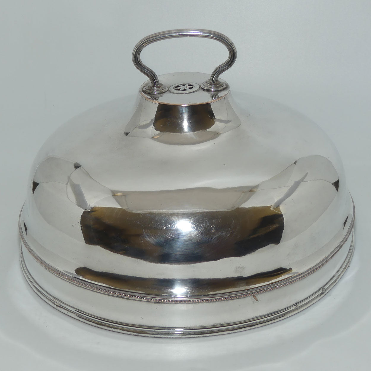 Georgian era Old Sheffield Plate dish cover | Bright Cut Shield