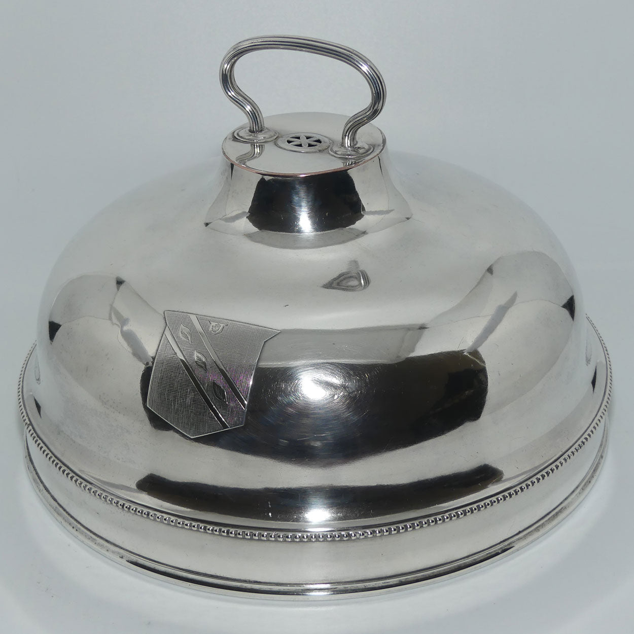 Georgian era Old Sheffield Plate dish cover | Bright Cut Shield