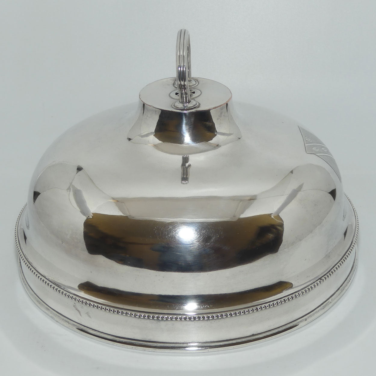 Georgian era Old Sheffield Plate dish cover | Bright Cut Shield