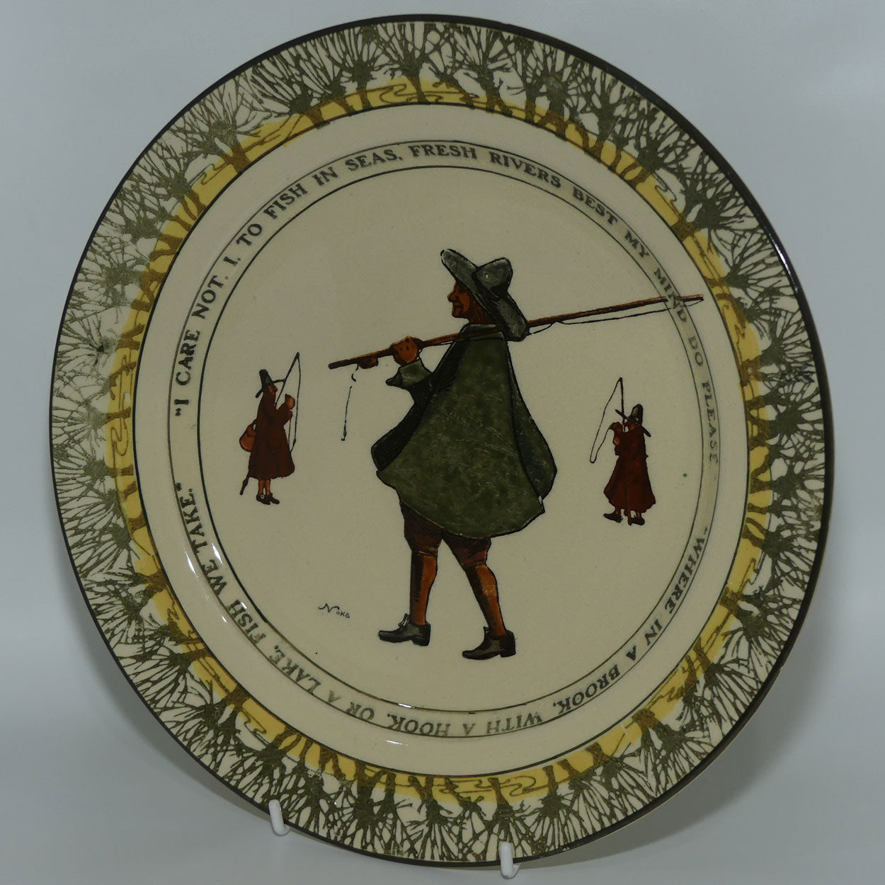 Royal Doulton Isaak Walton Gallant Fishers rack plate D2312: I care not/Where in a brook