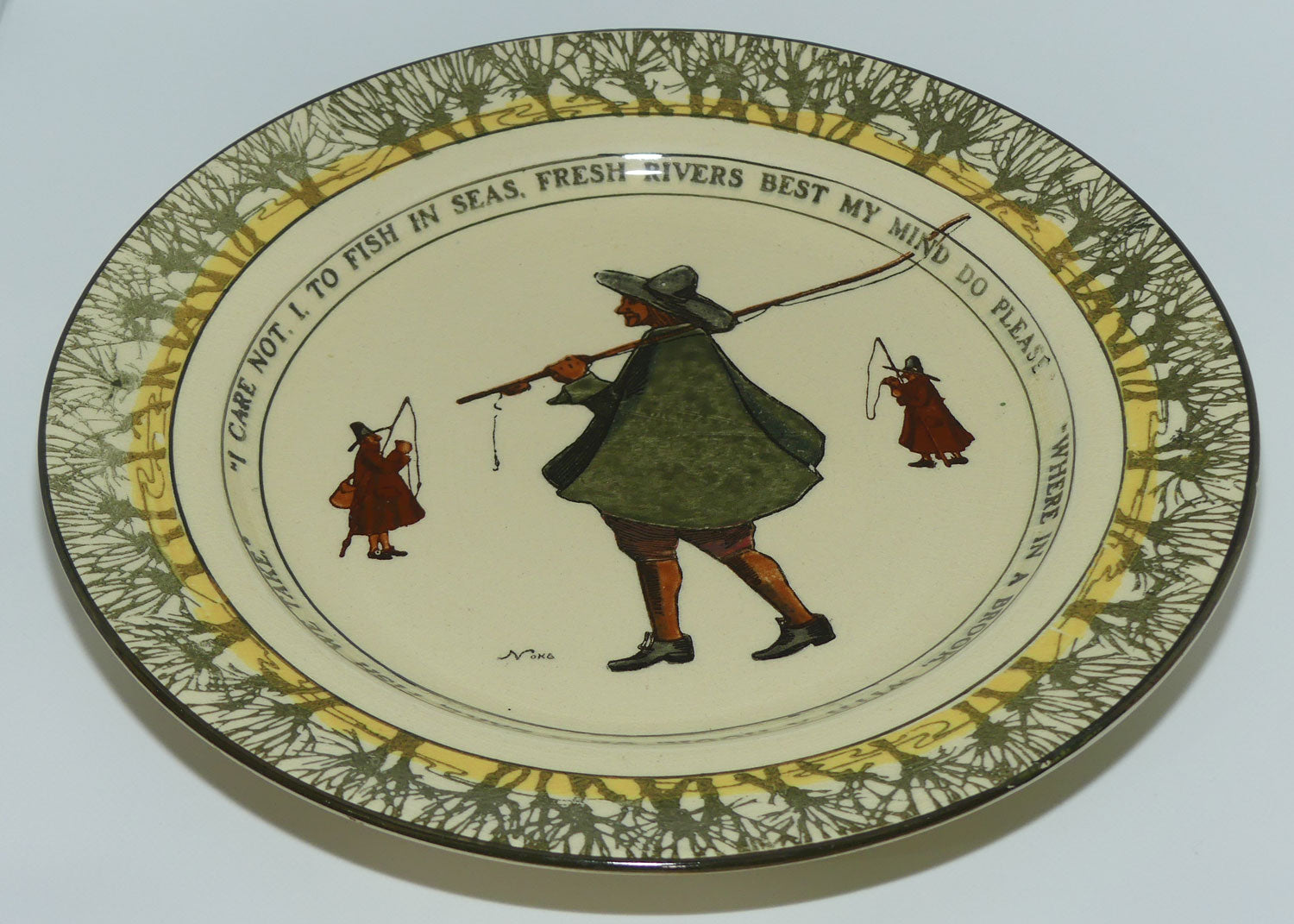 Royal Doulton Isaak Walton Gallant Fishers rack plate D2312: I care not/Where in a brook